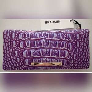 Brahmin Purple Croc-Embossed Leather Wallet with Gold Accent NWT